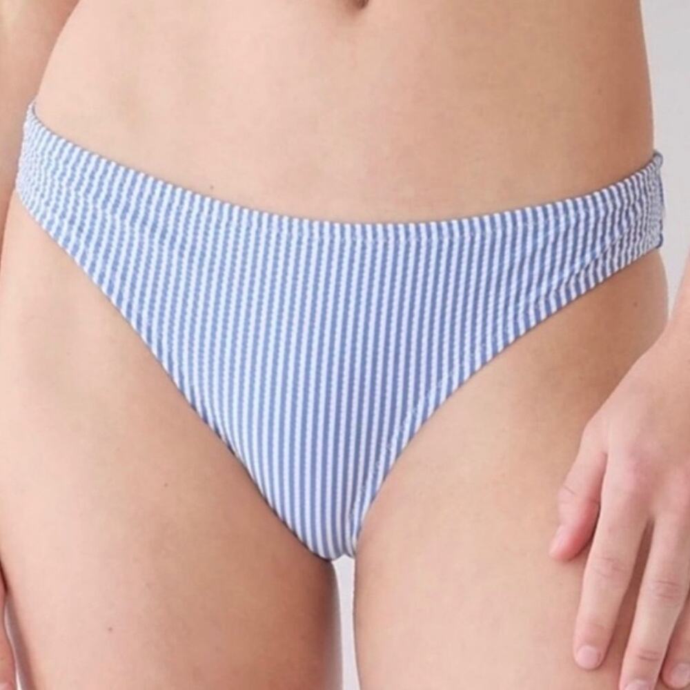 J.Crew Seersucker Hipster Bikini Bottom Medium Blue White Nautical Swimwear - Picture 11 of 11